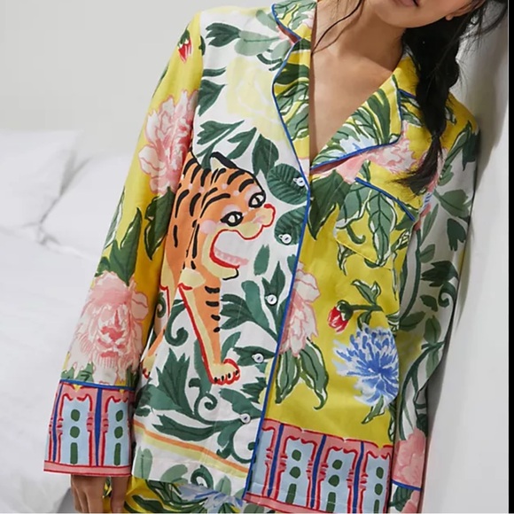Anthropologie Other - Anthropologie Multicolor Floral and Tiger Pajama Top